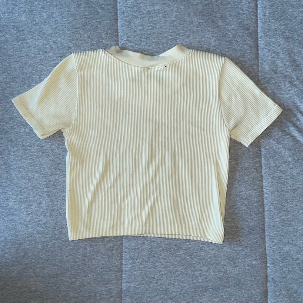 Cream Ribbed Zara T-Shirt - Picture 4 of 4